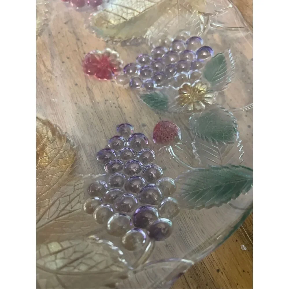 Vintage Savoir Vivre Wild Orchard Chablis Crystal Fruit Bowl/Plate